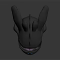 Unique Black Rabbit Ear Helmet Featuring Green Eyes And Metallic Finish
