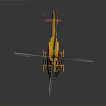 Yellow Helicopter Featuring Red Accents Main Rotors And Tail Rotor On Black Background
