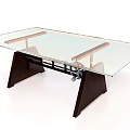 Sleek Modern Coffee Table With Glass Top And Wooden Support Base