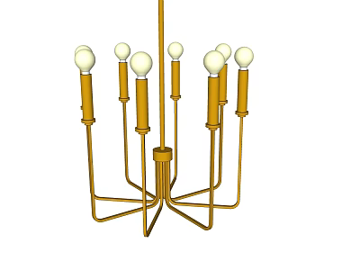 Stylish Modern Gold Chandelier With Multiple Bulbs And Candelabra Frame Design 3d model