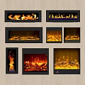 Various Modern Electric Fireplaces With Different Realistic Flame Effects And Designs 3d model
