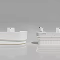 Modern White CANINE Reception Desk With Decorative Small Statues And Green Plants