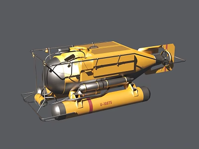 Yellow Submersible U 8012 With Metal Structure And Buoyancy Tanks Design 3d model