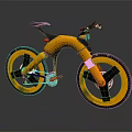 Yellow Modern Bicycle With Streamlined Frame Black Rims And Wide Off Road Tires