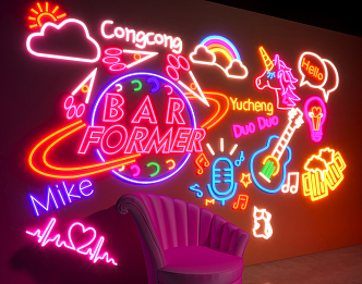 Modern Neon Lights 3d model