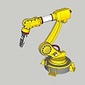 Yellow Industrial Robot Arm With Mechanical Joints And Gripper Tool 3d model