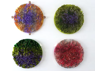 Artistic Colorful Round Wall Decor With Swirled Textures And Vibrant Hues 3d model
