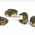 Natural Stones and Wood Logs with Mossy Surfaces for Garden Landscaping