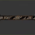 Orange Metal Truss Bridge With Concrete Piers And Water Reflection On Gray Background