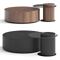 Modern Round Walnut And Black Nested Coffee Table Set With Minimalist Design Elements