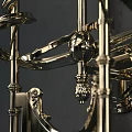 Elegant Vintage Brass Wall Lamp With Three Glass Shades And Ornate Decorative Details