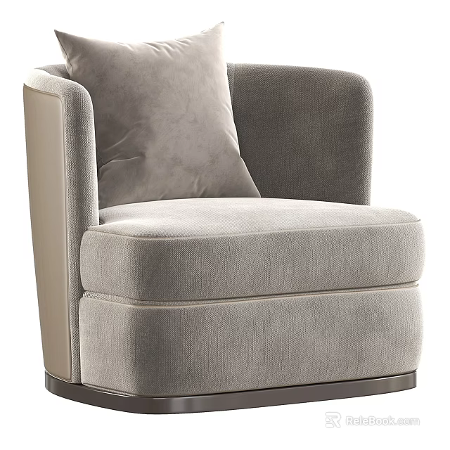 Light Gray Single Sofa With Soft Fabric Upholstery And Comfortable Armrest Cushion 3d model