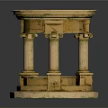 Ancient Classical Circular Stone Pedestal With Decorative Columns And Ornate Base Design 3d model