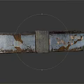Worn Wooden Panel Structure With Peeling Blue And Brown Paint And Central Slab