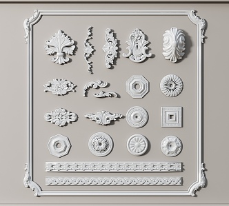 European-style carved plaster line 3d model