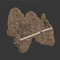 Natural Rock Formation With Metallic Beam Structure And Green Inlays
