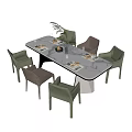 Modern Dining Table and Chair Long Dining Table Dining Chair Tableware Marble Dining Table for More than Four 3d model