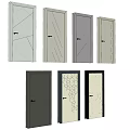 Modern Hinged Doors With Geometric Patterns Solid Colors Linear Designs And Various Styles For Home 3d model