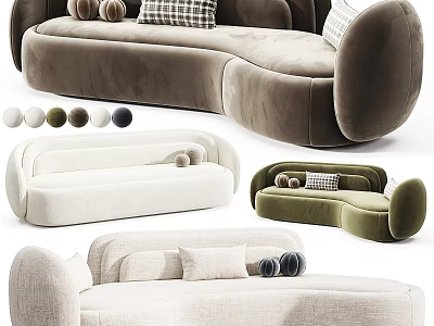 Modern Sectional Sofa Designs With Velvet Upholstery Multiple Color Options Pillows And Cushions 3d model