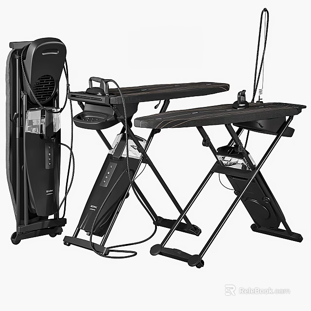 Black Multifunctional Folding Table with Adjustable Stand and Control Panel 3d model 