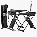 Black Multifunctional Folding Table with Adjustable Stand and Control Panel 3d model