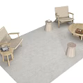 Japanese Style Casual Table and Chair Combination Sofa Coffee Table Combination Sofa Coffee Table Leisure Chair Leisure Sofa 3d model