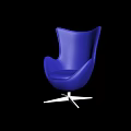 Blue Modern Accent Chair With Curved Backrest And Silver Star Shaped Base