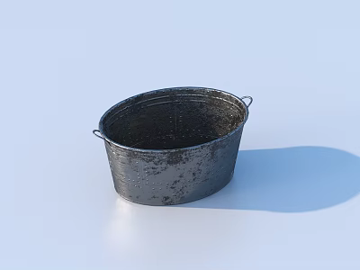 Rustic Metal Bucket With Dual Handles And Distressed Surface For Home Use 3d model