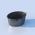 Rustic Metal Bucket With Dual Handles And Distressed Surface For Home Use