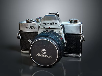 Vintage Minolta SRT101 SLR Camera With Maknon Lens Digital Photography Equipment 3d model