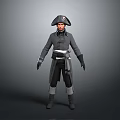 Realistic Game and Movie Character in Military Style Uniform With Tricorn Hat Leather Belt and Dark Coat