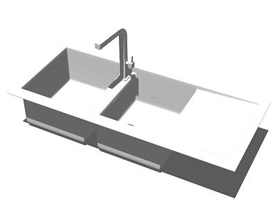 Functional Modern Kitchen Sink With Double Bowl And Faucet On Countertop 3d model