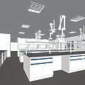 Modern Laboratory Interior Design With Bright Lighting Lab Benches And Cabinets 3d model