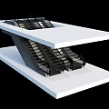 Modern Escalator Structure Design With Multiple Parallel Units And Two Level White Platforms 3d model