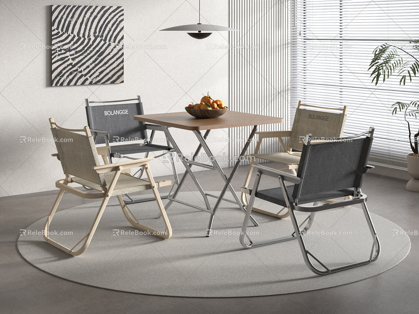 Modern folding dining table and chair combination model