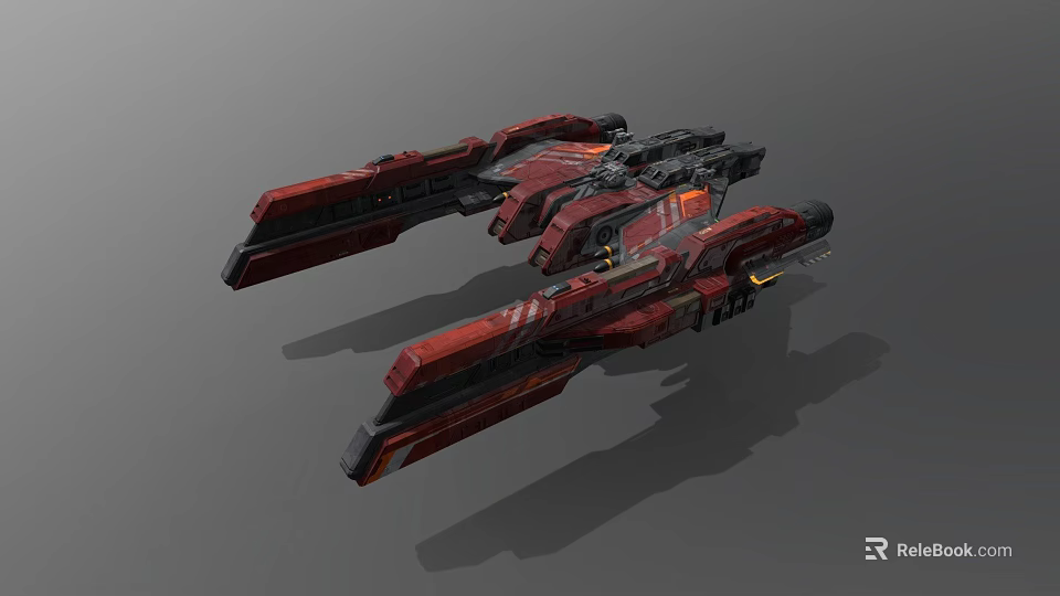 Futuristic Red Spaceship Design Featuring Advanced Engines And Wing Structures For Interstellar Missions 3d model