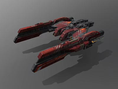 Futuristic Red Spaceship Design Featuring Advanced Engines And Wing Structures For Interstellar Missions 3d model