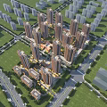 Aerial Planning of Modern Residential Complex With High Rise Buildings Green Areas And Road System