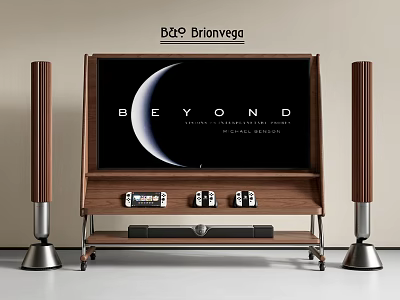 Vintage Brionvega B29 TV With Wooden Cabinet Side Speakers And Beyond 3d model