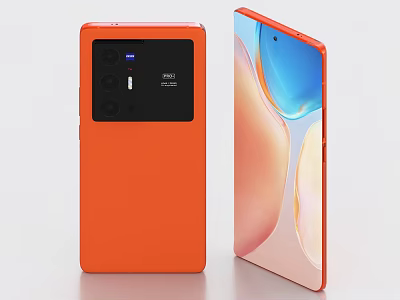 Modern Orange Smartphone Design With Rear Camera Module Front Display Screen Features 3d model