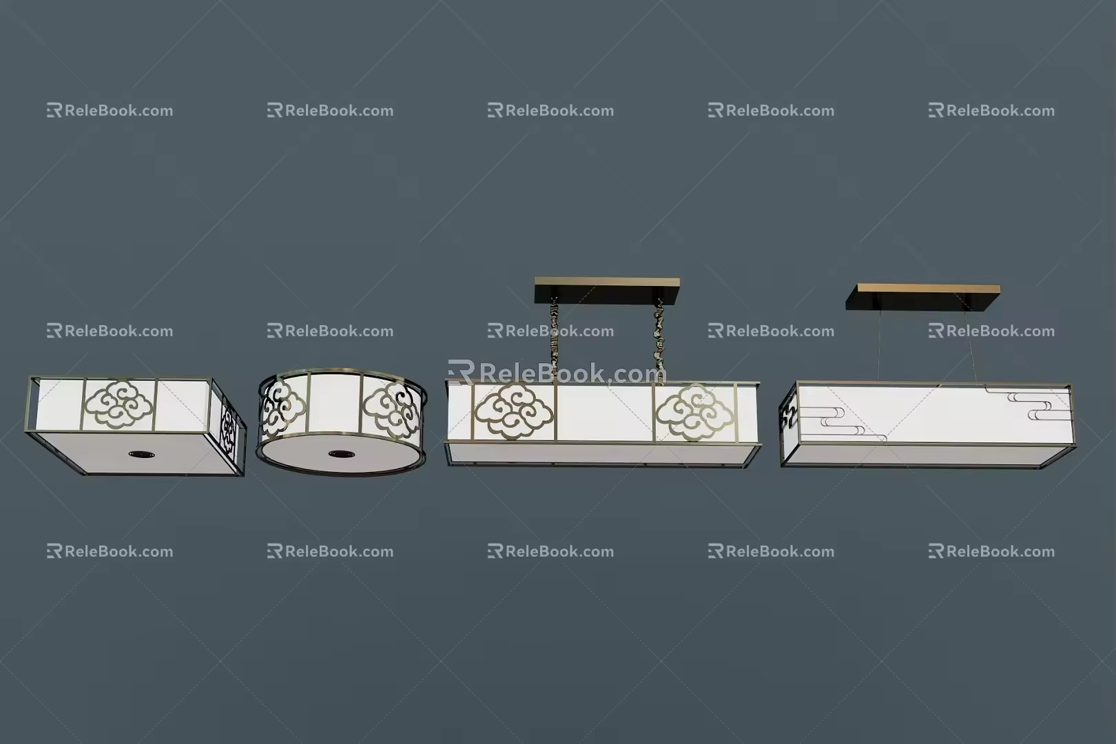 New Chinese-style Lamps Combined Chandelier Ceiling Lamp 3d model