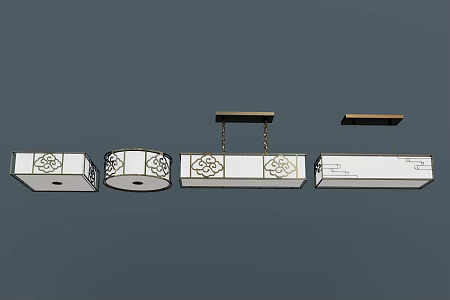 New Chinese-style Lamps Combined Chandelier Ceiling Lamp 3d model