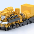 Yellow Industrial Diesel Engine With Black Base And Mechanical Components 3d model