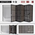 Black Folding Door With Vertical Slats For Indoor Home Partition Design