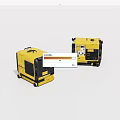Two Yellow Black Portable Generators With Wheels And Control Panels 3d model
