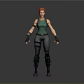 Game Movie Character 3D Model With Red Hair Green Tank Top And Gray Cargo Pants