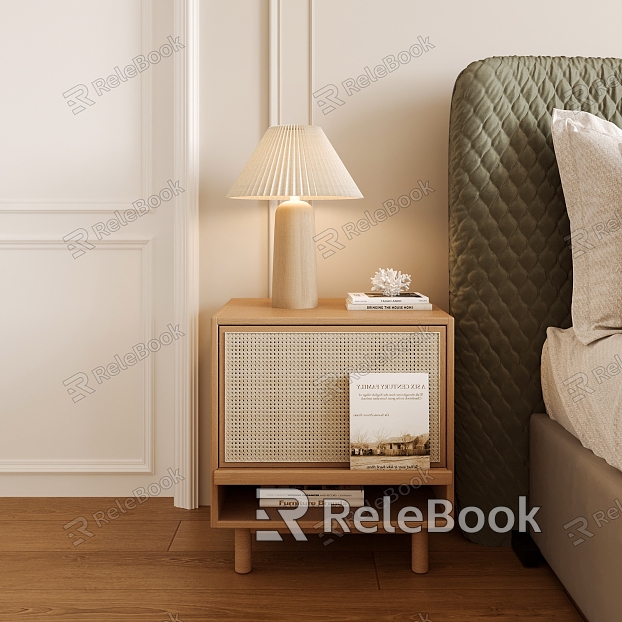 Bedside Table Table Lamp Rattan Bedside Table model