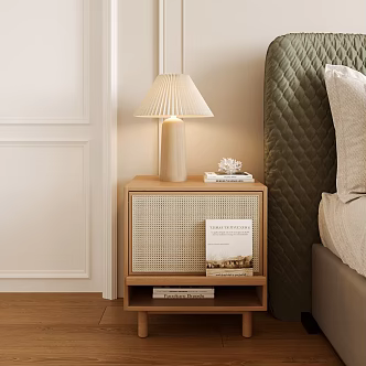 Bedside Table Lamp Rattan Bedside Table 3d model
