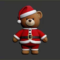 Cute Christmas Teddy Bear In Red Santa Costume With White Trim And Black Buttons