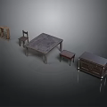 Modern Home Furniture Set Featuring Wooden Table Chair Stool And Cabinet